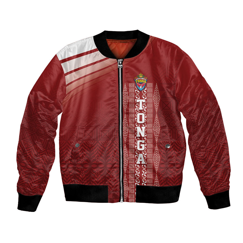Mate Ma'a Tonga Custom Bomber Jacket Basic Ngatu Kupesi Motif LT7 Unisex Red - Polynesian Pride