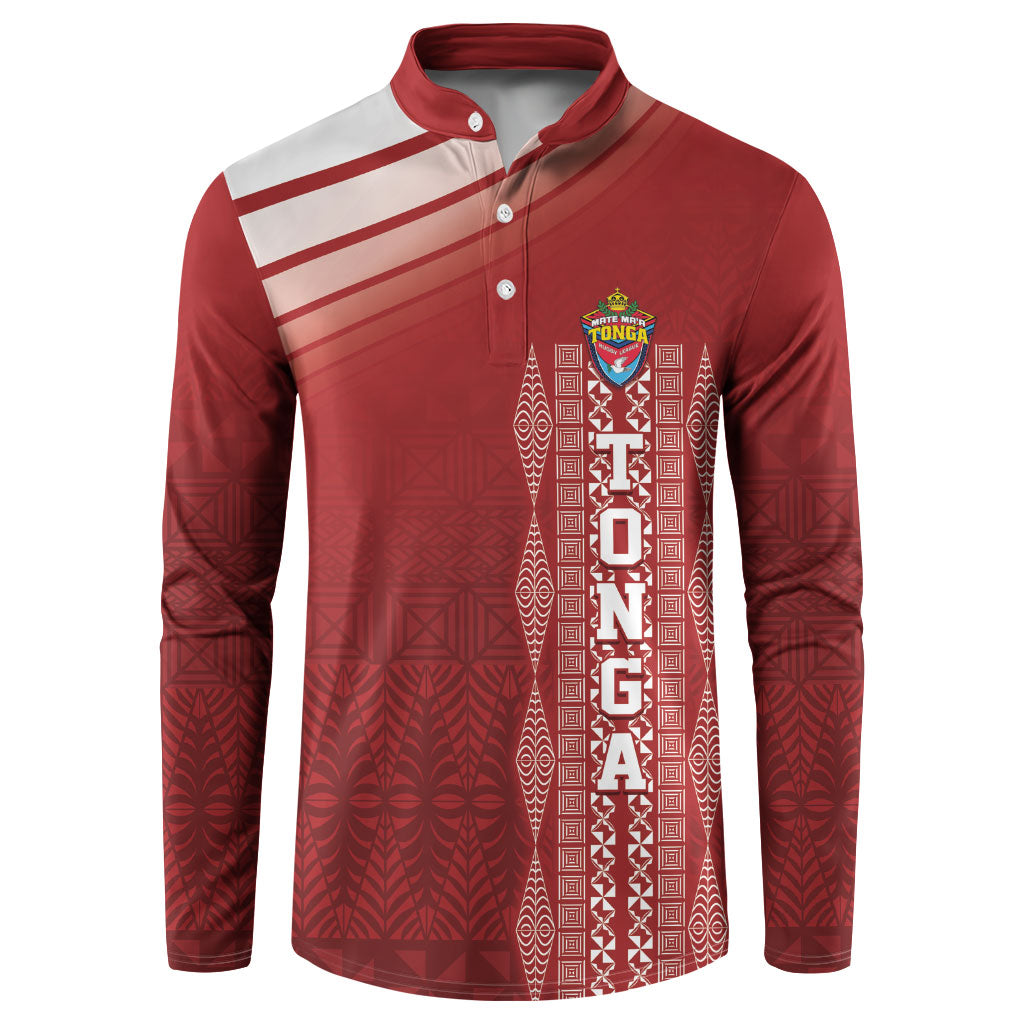 Mate Ma'a Tonga Custom Button Sweatshirt Basic Ngatu Kupesi Motif LT7 Red - Polynesian Pride