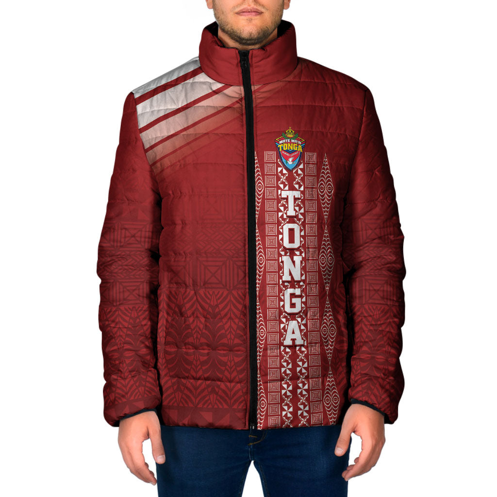 Mate Ma'a Tonga Custom Padded Jacket Basic Ngatu Kupesi Motif LT7 Men Red - Polynesian Pride