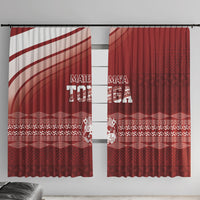 Mate Ma'a Tonga Window Curtain Basic Ngatu Kupesi Motif LT7 With Hooks Red - Polynesian Pride