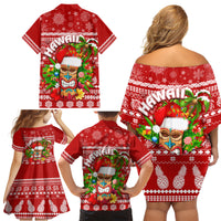 Hawaii Tiki Christmas Family Matching Off Shoulder Short Dress and Hawaiian Shirt Mele Kalikimaka LT7 - Polynesian Pride