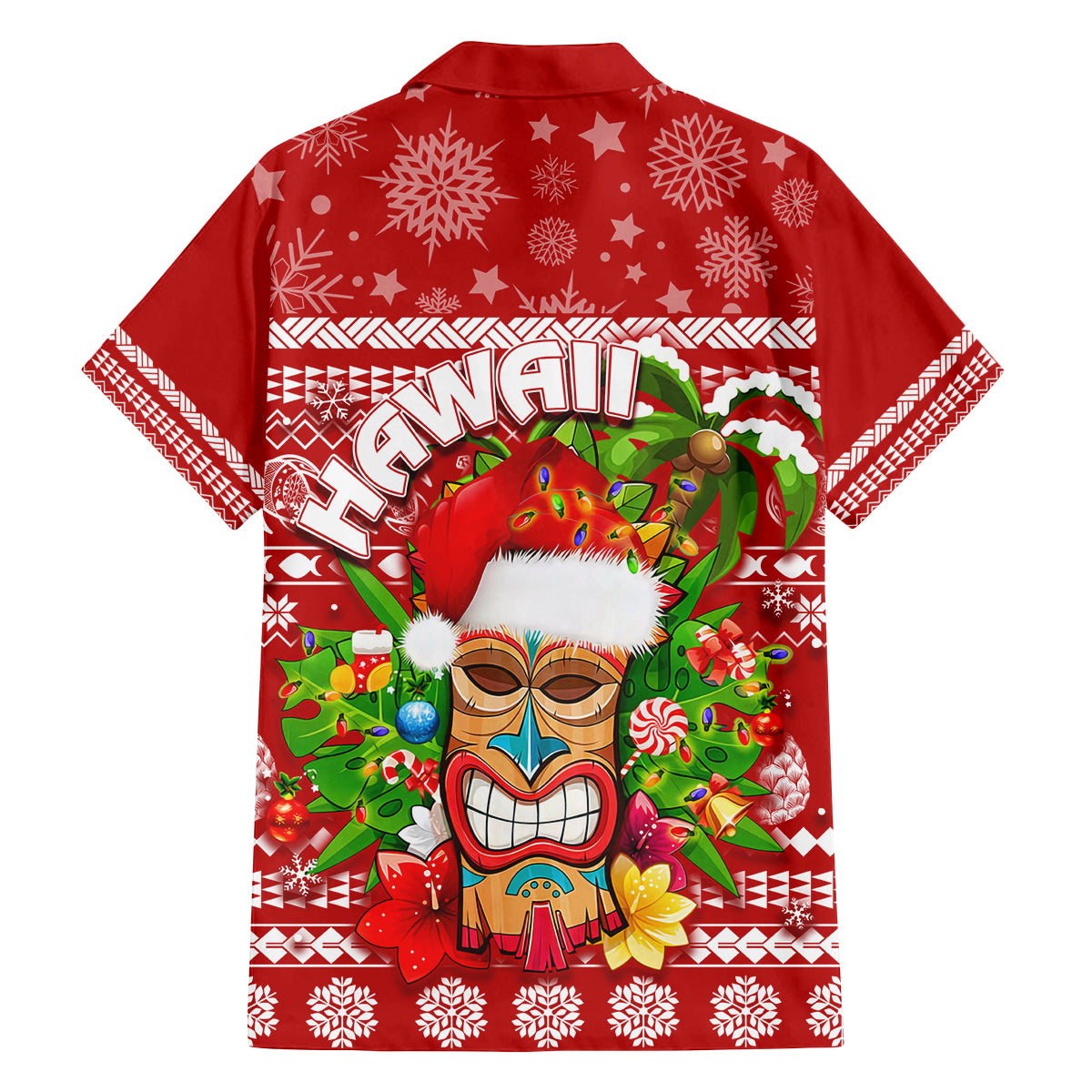 Hawaii Tiki Christmas Family Matching Puletasi Dress and Hawaiian Shirt Mele Kalikimaka LT7 - Polynesian Pride