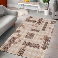 Hawaiian Quilt Tapa On Beige Palaka Motifs Area Rug