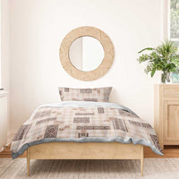 Hawaiian Quilt Tapa On Beige Palaka Motifs Bedding Set