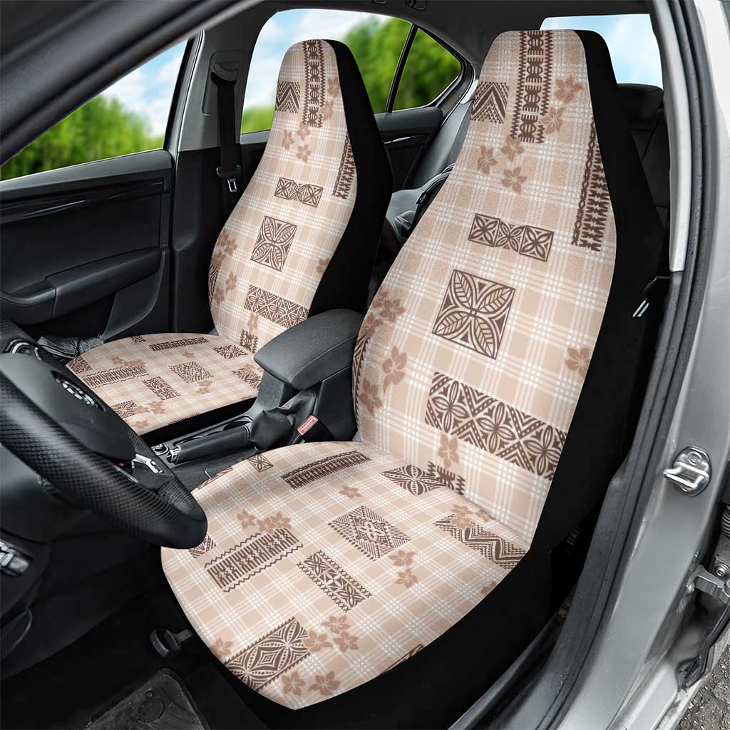 Hawaiian Quilt Tapa On Beige Palaka Motifs Car Seat Cover