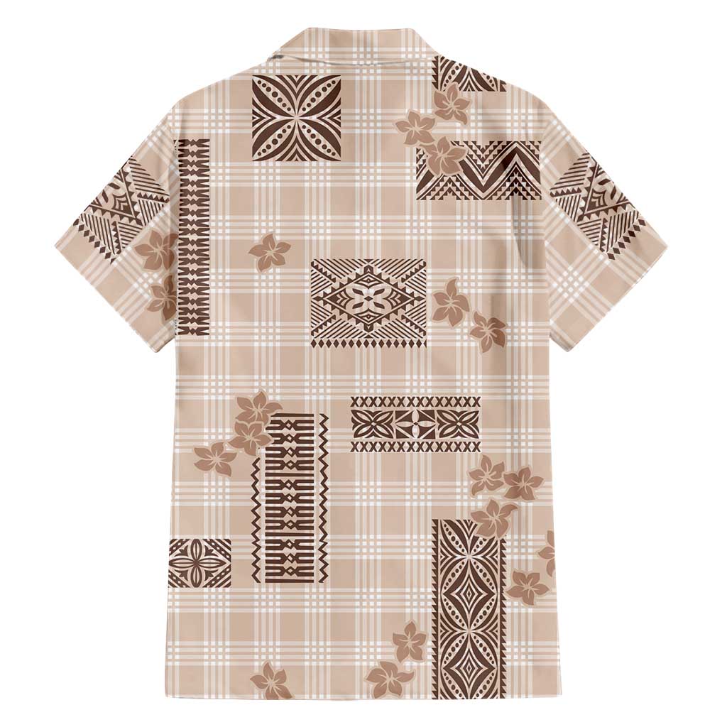 Hawaiian Quilt Tapa On Beige Palaka Motifs Family Matching Short Sleeve Bodycon Dress and Hawaiian Shirt LT7 - Polynesian Pride