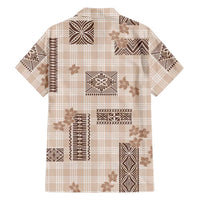 Hawaiian Quilt Tapa On Beige Palaka Motifs Family Matching Short Sleeve Bodycon Dress and Hawaiian Shirt LT7 - Polynesian Pride