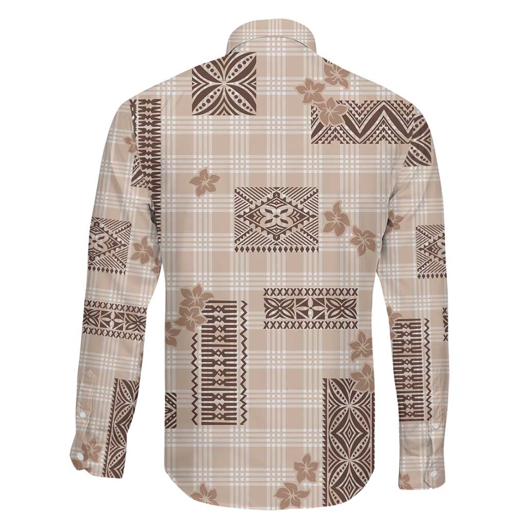 Hawaiian Quilt Tapa On Beige Palaka Motifs Family Matching Short Sleeve Bodycon Dress and Hawaiian Shirt LT7 - Polynesian Pride