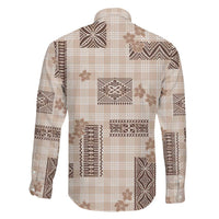 Hawaiian Quilt Tapa On Beige Palaka Motifs Family Matching Short Sleeve Bodycon Dress and Hawaiian Shirt LT7 - Polynesian Pride