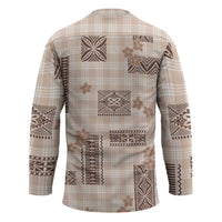 Hawaiian Quilt Tapa On Beige Palaka Motifs Hockey Jersey