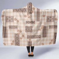 Hawaiian Quilt Tapa On Beige Palaka Motifs Hooded Blanket LT7 One Size Beige - Polynesian Pride