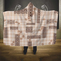 Hawaiian Quilt Tapa On Beige Palaka Motifs Hooded Blanket LT7 - Polynesian Pride