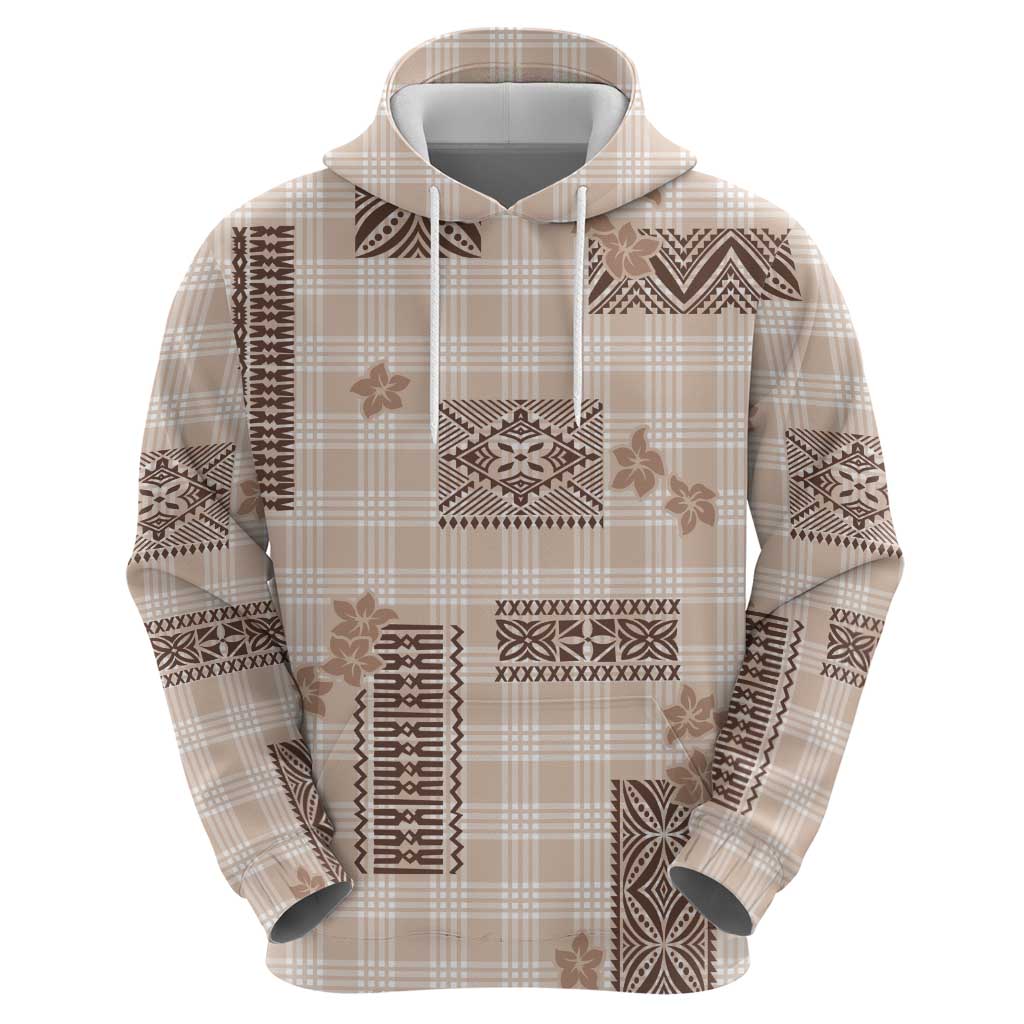 Hawaiian Quilt Tapa On Beige Palaka Motifs Hoodie