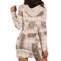 Hawaiian Quilt Tapa On Beige Palaka Motifs Hoodie Dress LT7 - Polynesian Pride