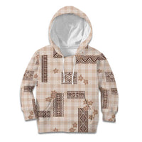 Hawaiian Quilt Tapa On Beige Palaka Motifs Kid Hoodie