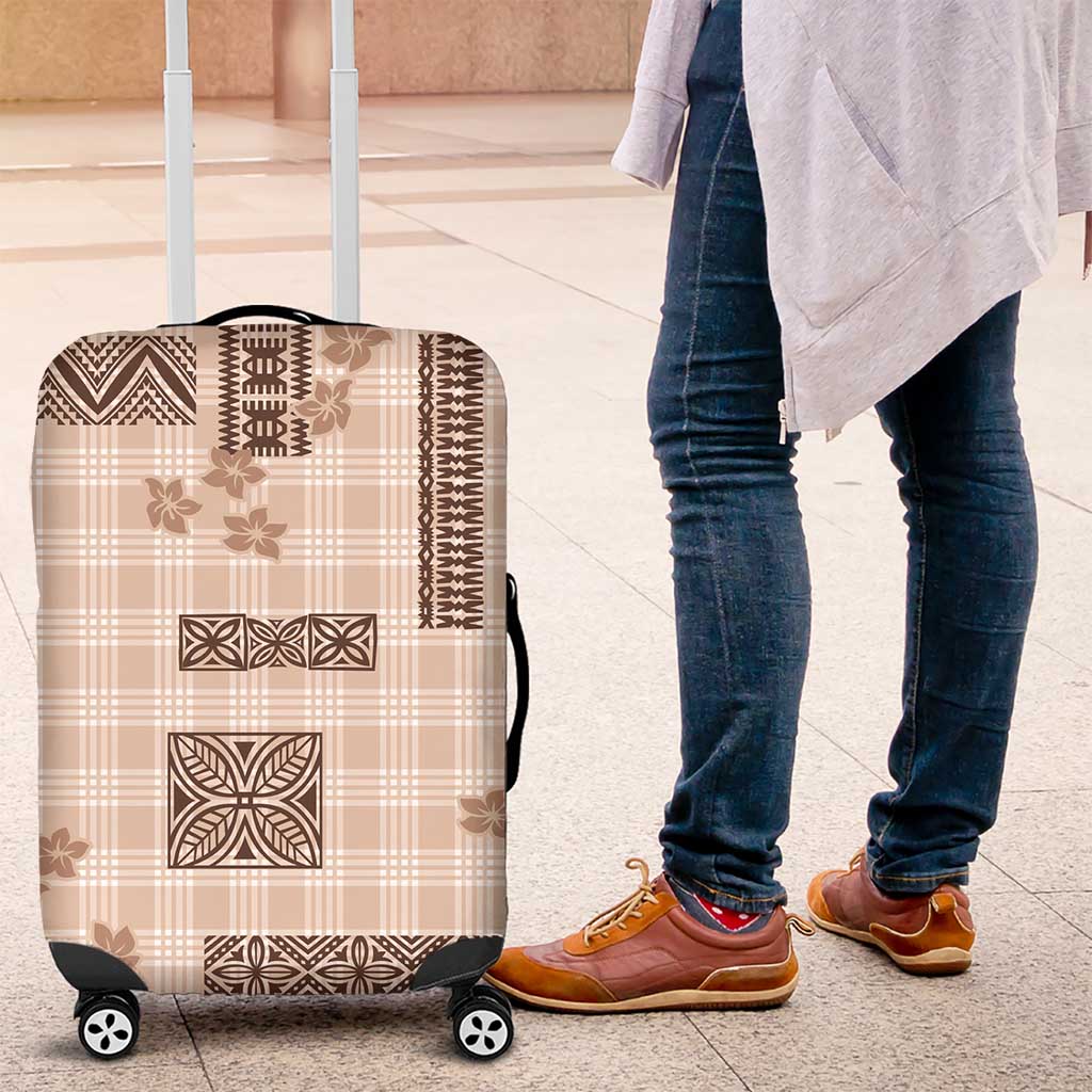 Hawaiian Quilt Tapa On Beige Palaka Motifs Luggage Cover