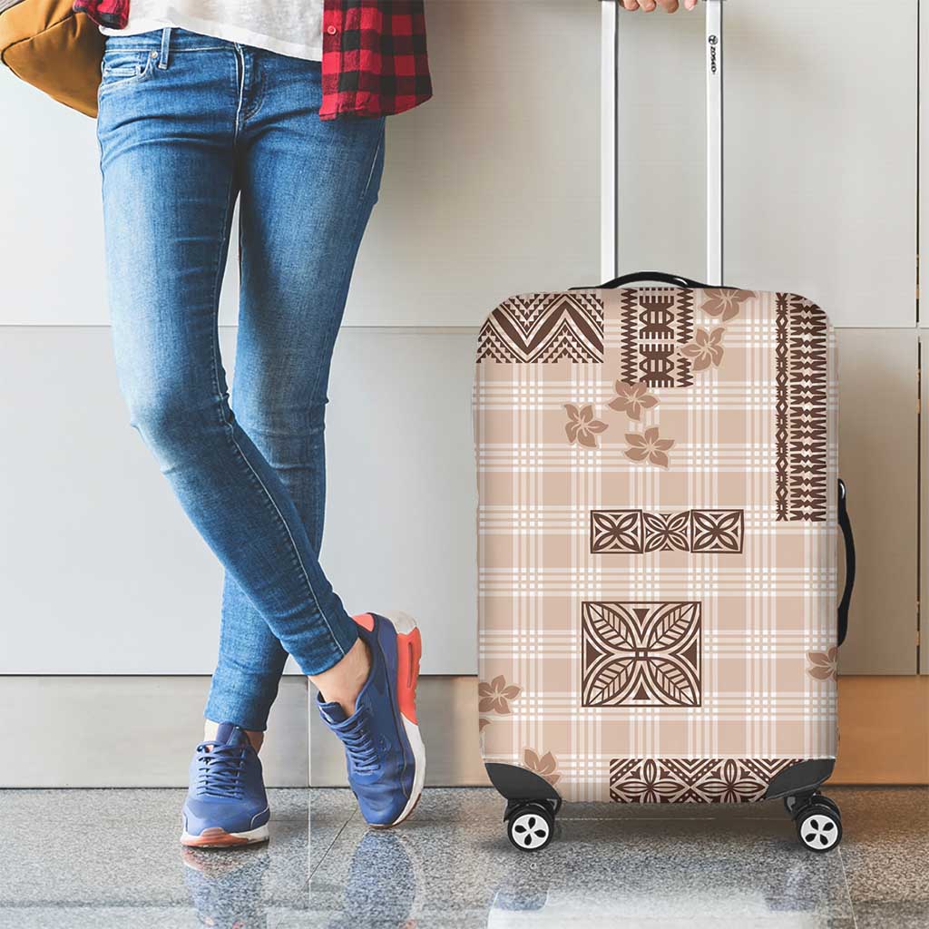 Hawaiian Quilt Tapa On Beige Palaka Motifs Luggage Cover