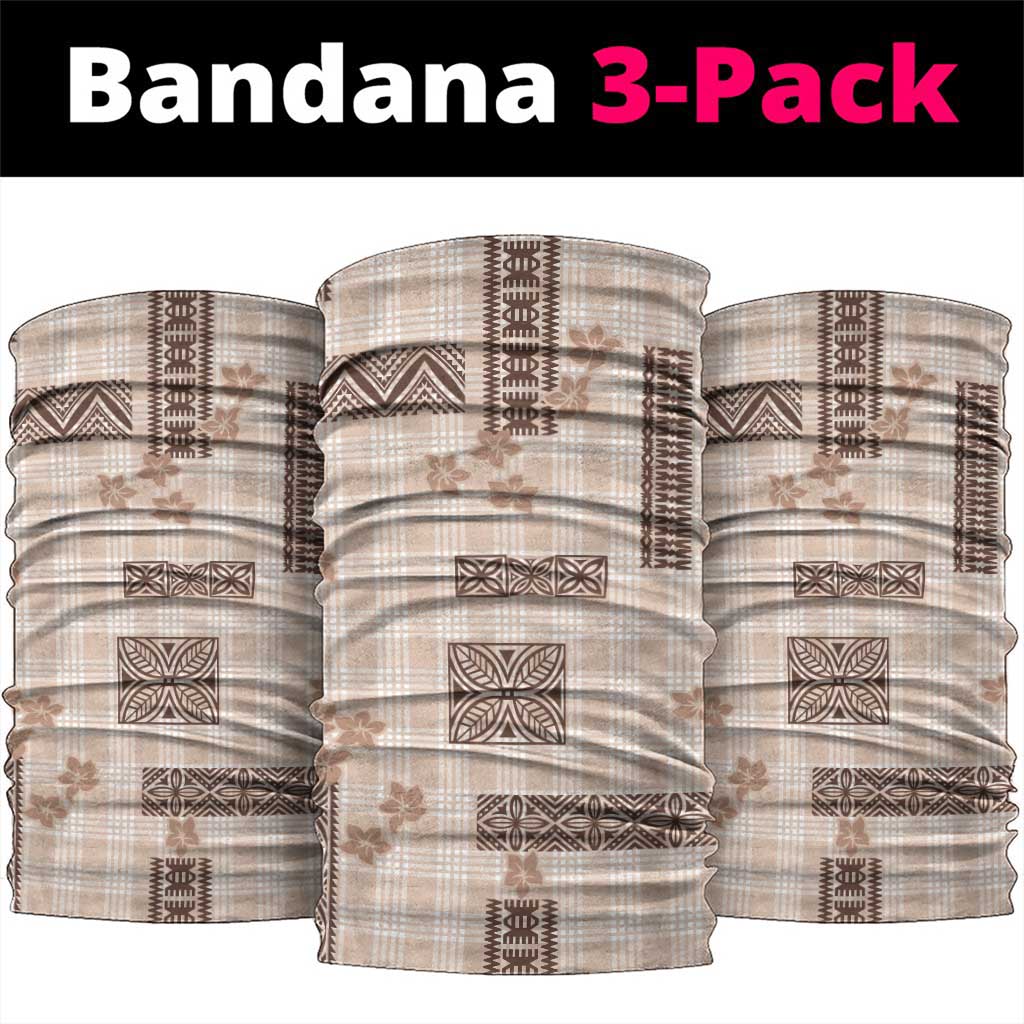 Hawaiian Quilt Tapa On Beige Palaka Motifs Neck Gaiter LT7 package One Size: 25*50cm Beige - Polynesian Pride