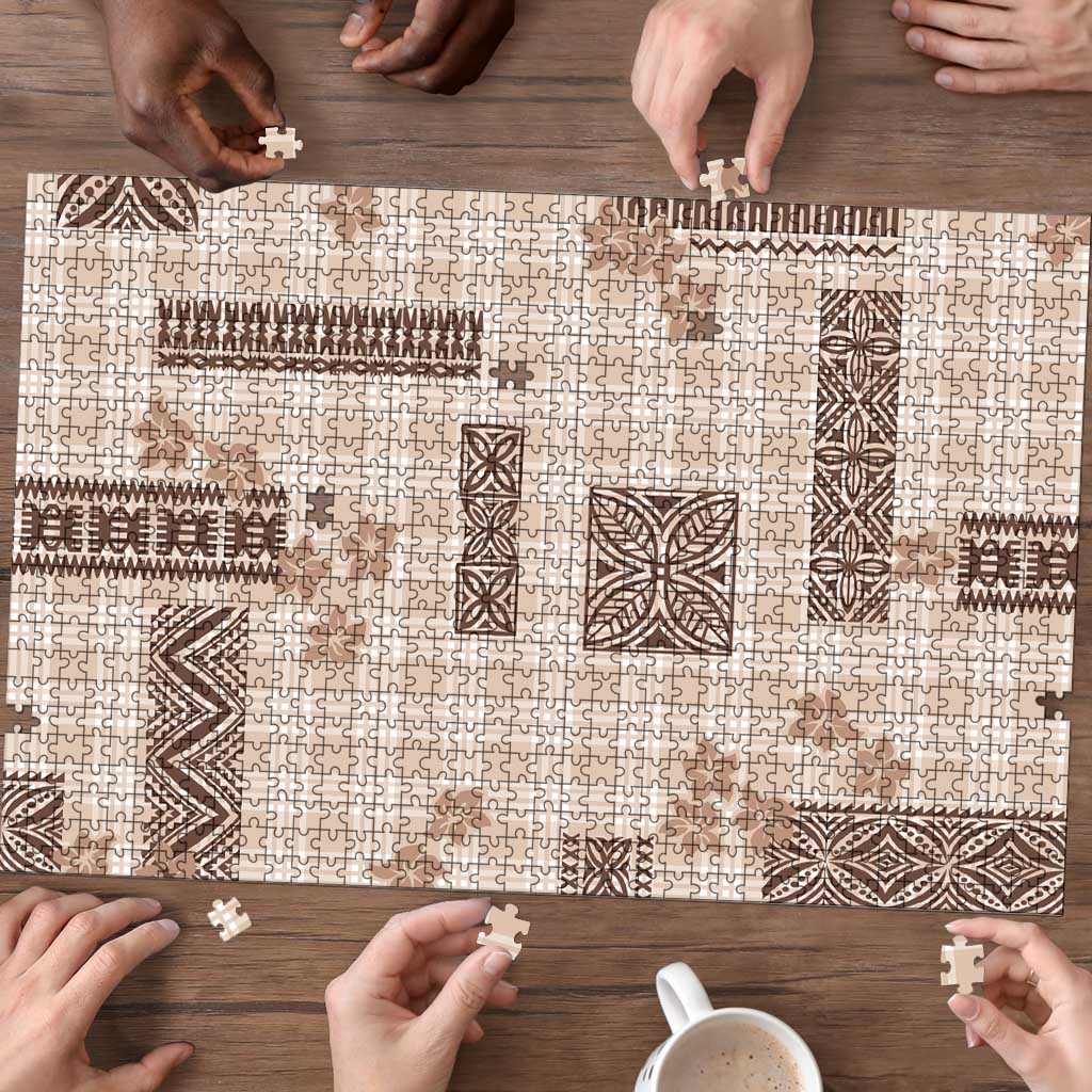 Hawaiian Quilt Tapa On Beige Palaka Motifs Puzzle
