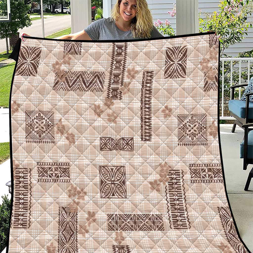 Hawaiian Quilt Tapa On Beige Palaka Motifs Quilt