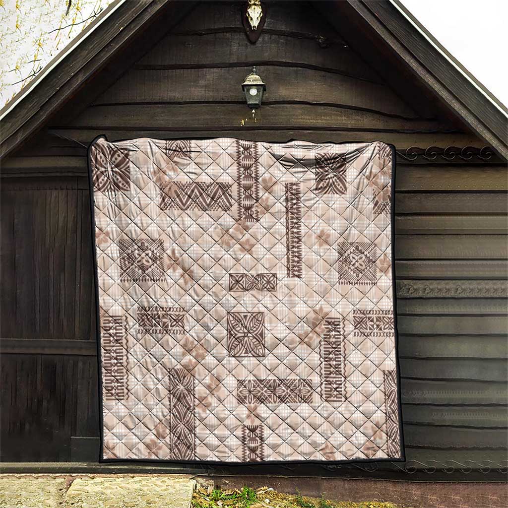 Hawaiian Quilt Tapa On Beige Palaka Motifs Quilt