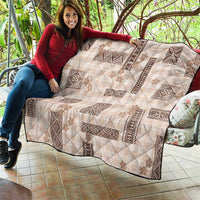 Hawaiian Quilt Tapa On Beige Palaka Motifs Quilt