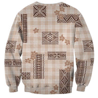 Hawaiian Quilt Tapa On Beige Palaka Motifs Sweatshirt