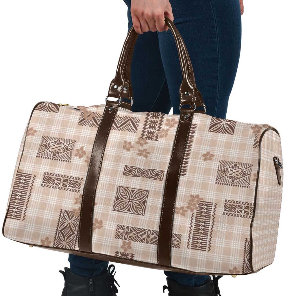 Hawaiian Quilt Tapa On Beige Palaka Motifs Travel Bag LT7 - Polynesian Pride