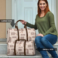 Hawaiian Quilt Tapa On Beige Palaka Motifs Travel Bag LT7 - Polynesian Pride