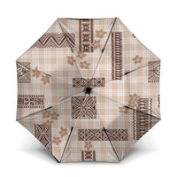 Hawaiian Quilt Tapa On Beige Palaka Motifs Umbrella
