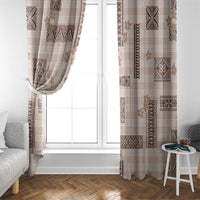 Hawaiian Quilt Tapa On Beige Palaka Motifs Window Curtain