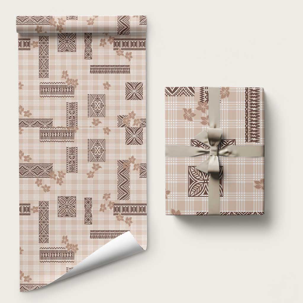 Hawaiian Quilt Tapa On Beige Palaka Motifs Wrapping Paper