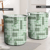 Hawaiian Quilt Tapa On Pastel Mint Palaka Motifs Laundry Basket