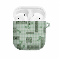 Hawaiian Quilt Tapa On Pastel Mint Palaka Motifs AirPods Case LT7 Mint - Polynesian Pride