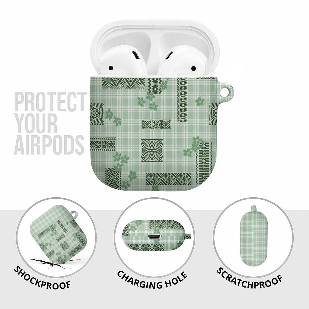 Hawaiian Quilt Tapa On Pastel Mint Palaka Motifs AirPods Case LT7 - Polynesian Pride
