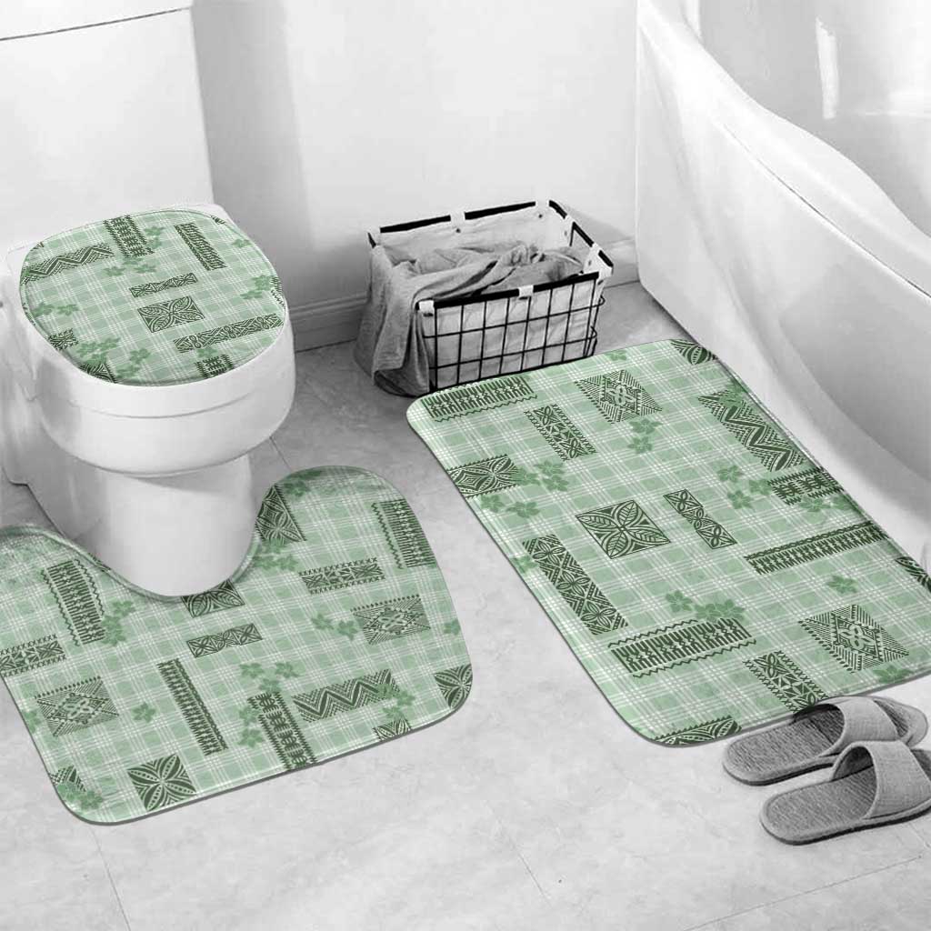Hawaiian Quilt Tapa On Pastel Mint Palaka Motifs Bathroom Set