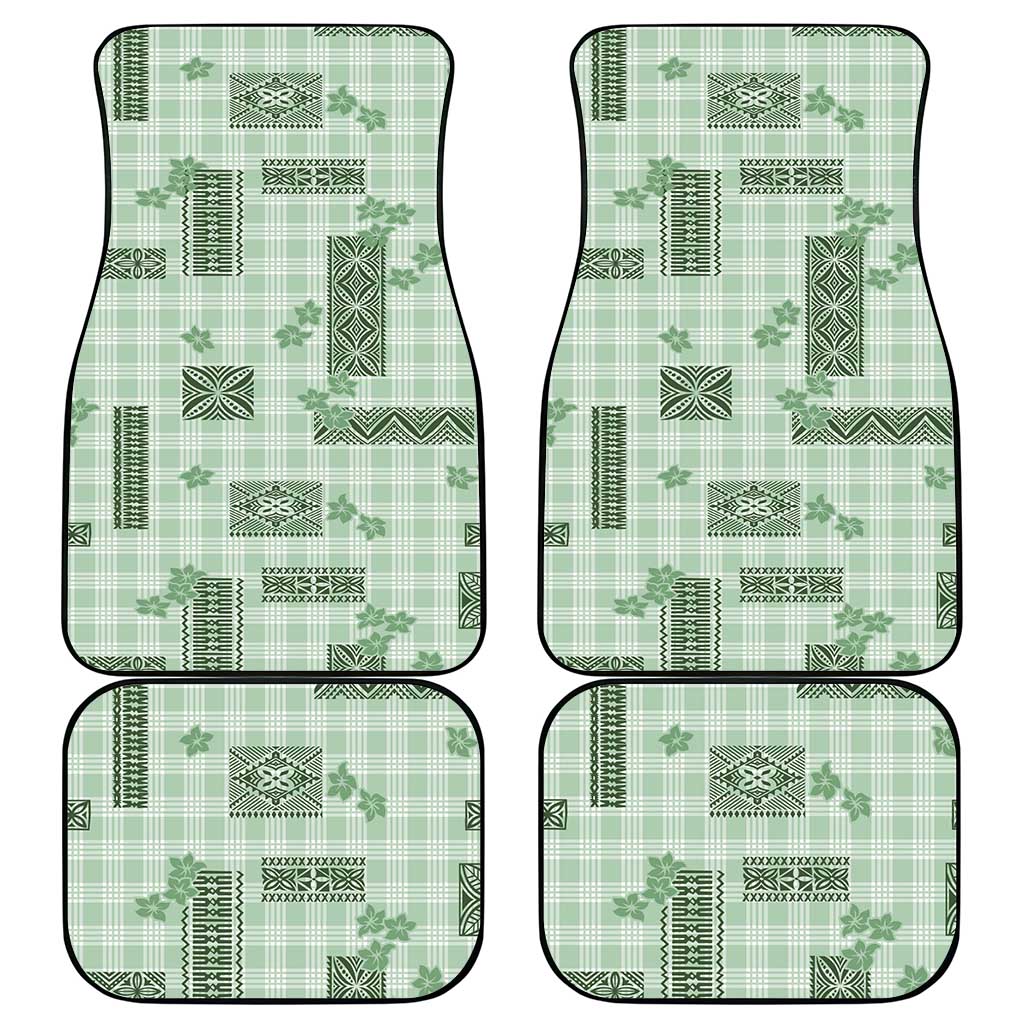 Hawaiian Quilt Tapa On Pastel Mint Palaka Motifs Car Mats LT7 - Polynesian Pride
