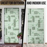 Hawaiian Quilt Tapa On Pastel Mint Palaka Motifs Door Cover