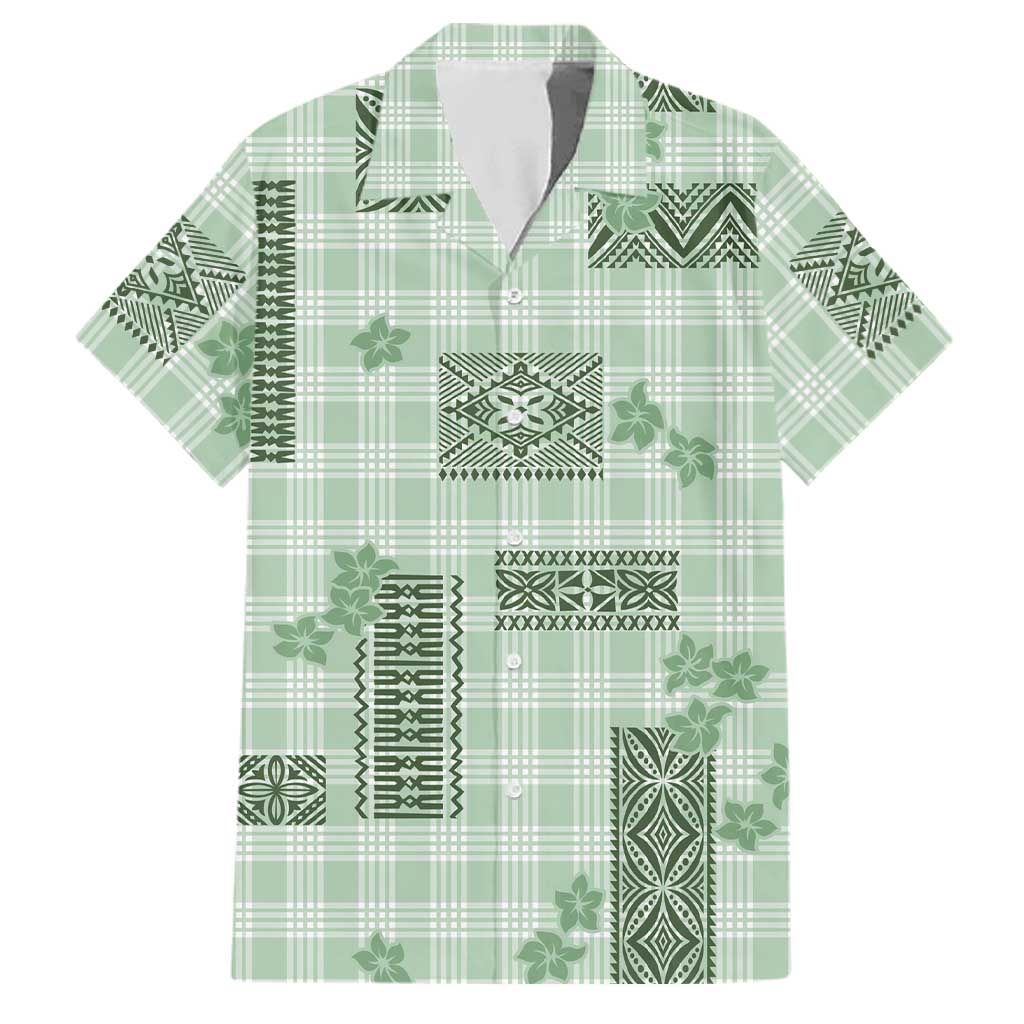 Hawaiian Quilt Tapa On Pastel Mint Palaka Motifs Family Matching Long Sleeve Bodycon Dress and Hawaiian Shirt