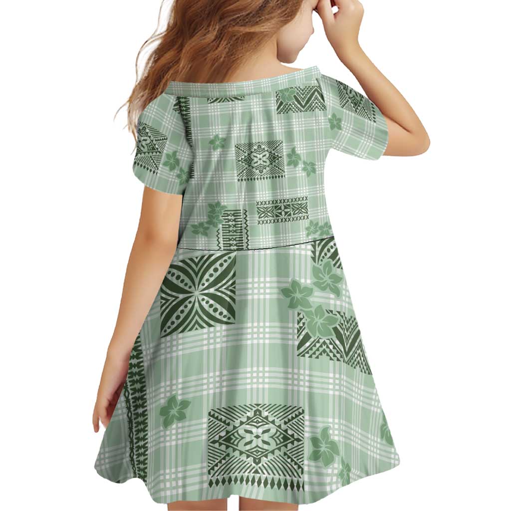 Hawaiian Quilt Tapa On Pastel Mint Palaka Motifs Family Matching Mermaid Dress and Hawaiian Shirt