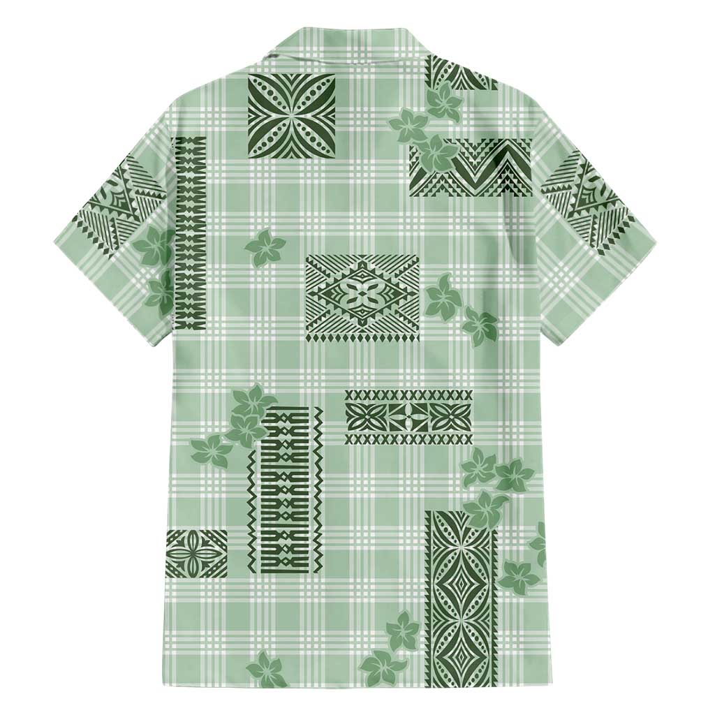 Hawaiian Quilt Tapa On Pastel Mint Palaka Motifs Family Matching Tank Maxi Dress and Hawaiian Shirt
