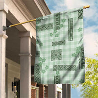 Hawaiian Quilt Tapa On Pastel Mint Palaka Motifs Garden Flag LT7 House Flag Mint - Polynesian Pride