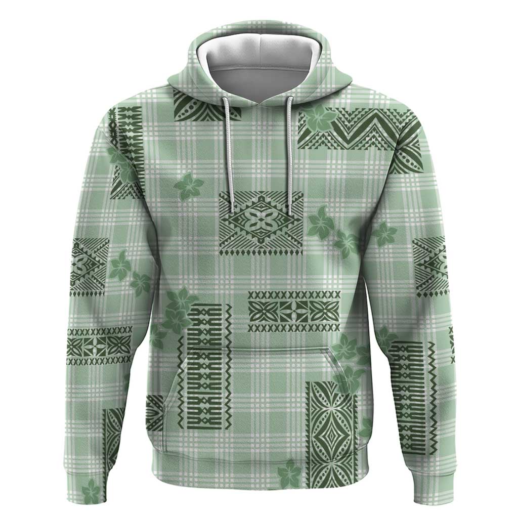 Hawaiian Quilt Tapa On Pastel Mint Palaka Motifs Hoodie LT7 Pullover Hoodie Mint - Polynesian Pride