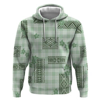 Hawaiian Quilt Tapa On Pastel Mint Palaka Motifs Hoodie LT7 Pullover Hoodie Mint - Polynesian Pride