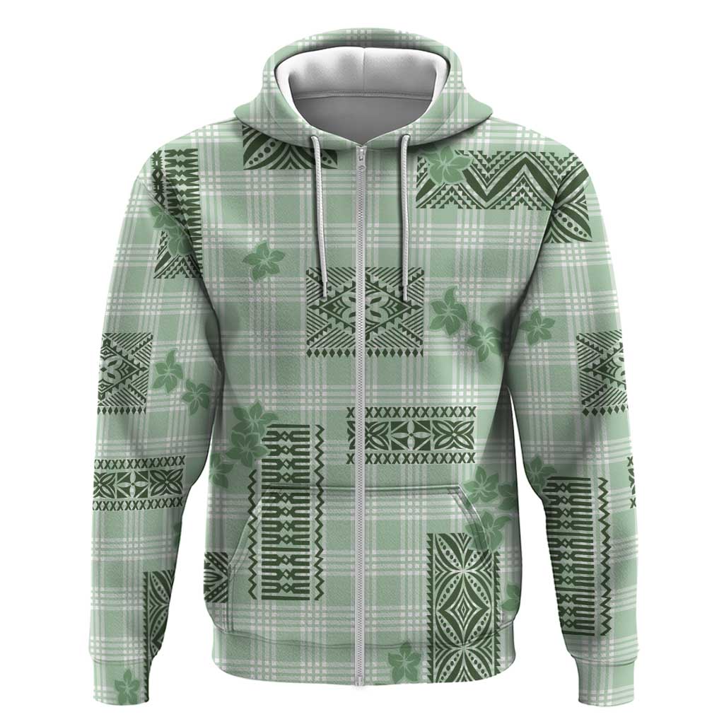Hawaiian Quilt Tapa On Pastel Mint Palaka Motifs Hoodie LT7 Zip Hoodie Mint - Polynesian Pride