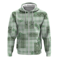 Hawaiian Quilt Tapa On Pastel Mint Palaka Motifs Hoodie LT7 Zip Hoodie Mint - Polynesian Pride