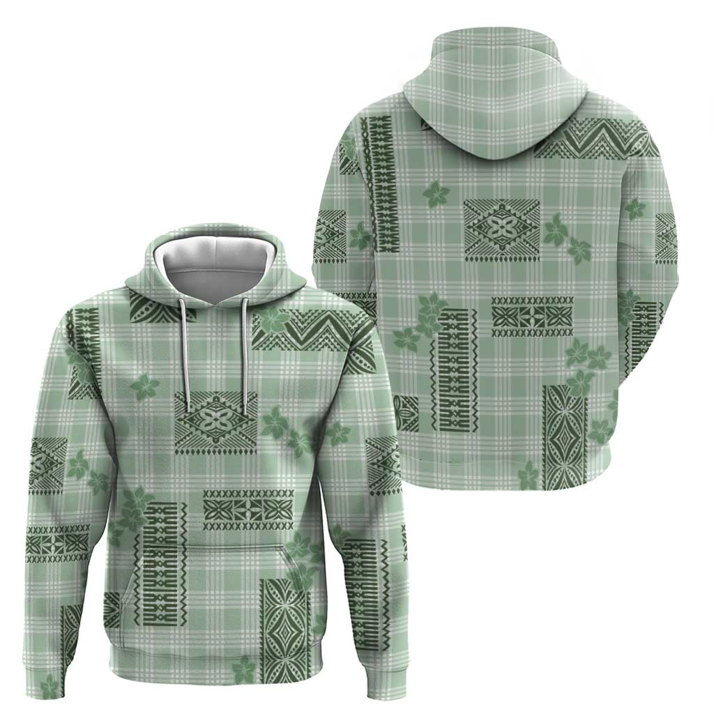 Hawaiian Quilt Tapa On Pastel Mint Palaka Motifs Hoodie LT7 - Polynesian Pride