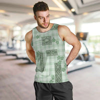 Hawaiian Quilt Tapa On Pastel Mint Palaka Motifs Men Tank Top LT7 Mint - Polynesian Pride