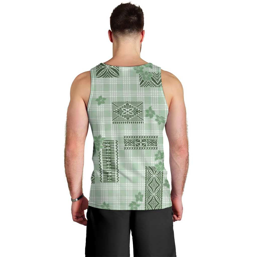Hawaiian Quilt Tapa On Pastel Mint Palaka Motifs Men Tank Top LT7 - Polynesian Pride