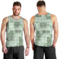 Hawaiian Quilt Tapa On Pastel Mint Palaka Motifs Men Tank Top LT7 - Polynesian Pride